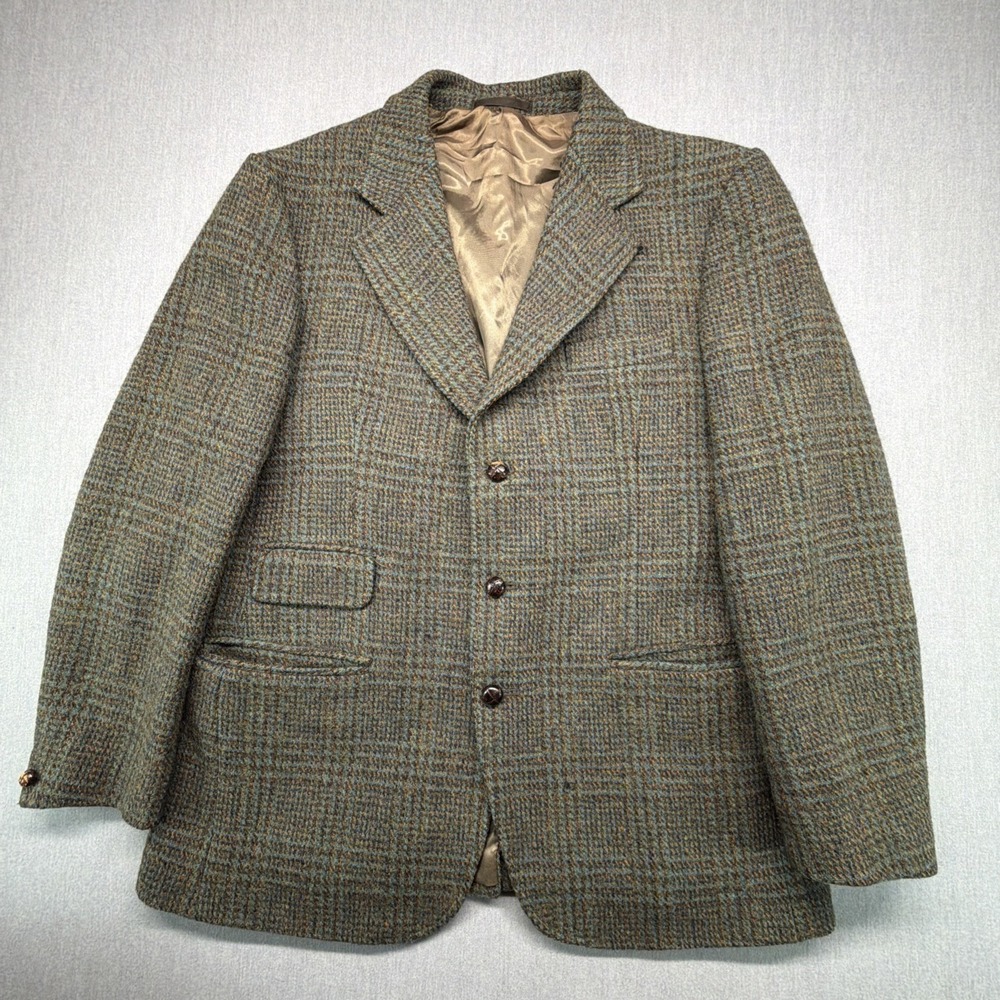 Dunn & Co Harris Tweed Sport Coat 100% Scottish Wool 42‎ Vintage Academic Core